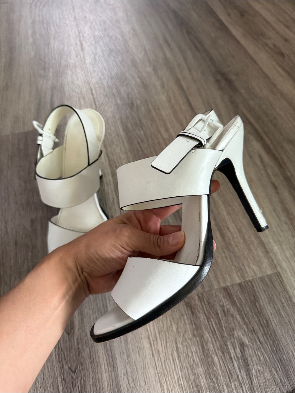 Jil Sander Cream Leather Two-Strap Block Heel Sandals 38.5 - Picture 3 of 7